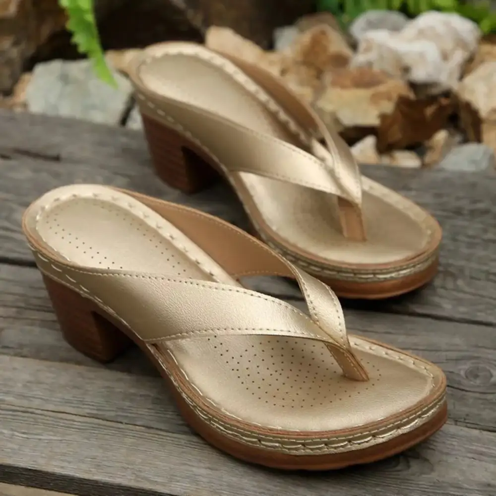 Refined Toe Post Block Heel Sandals