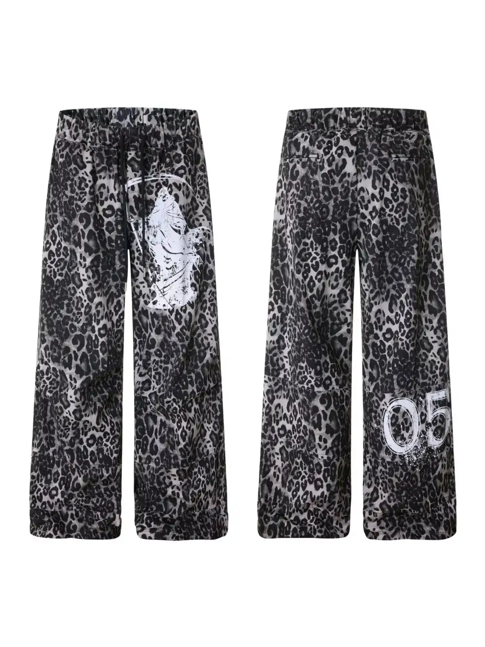 Men's Leopard Print Wide Leg Pants