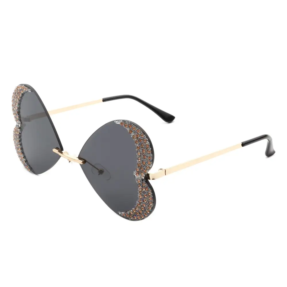 Rimless Butterfly Frame Sunglasses