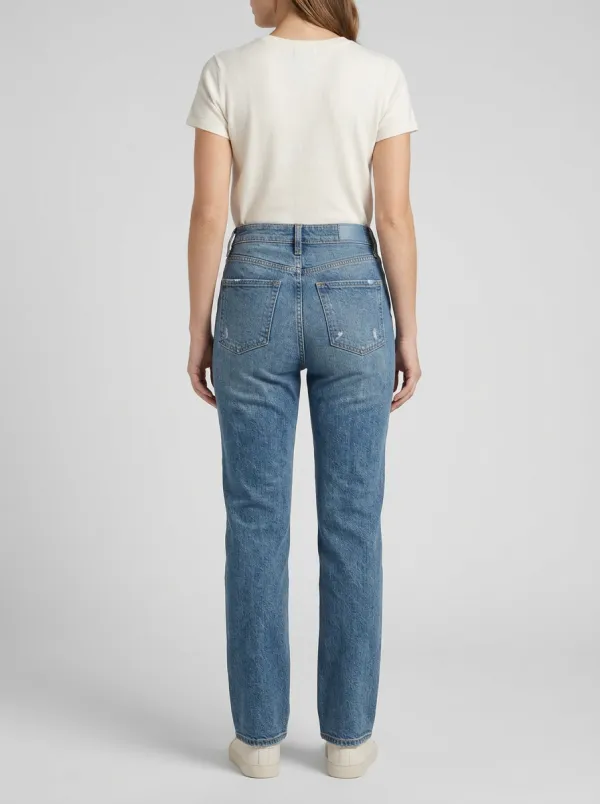 Daily-Essential High-Rise Straight-Leg Vintage-Wash Denim Jeans