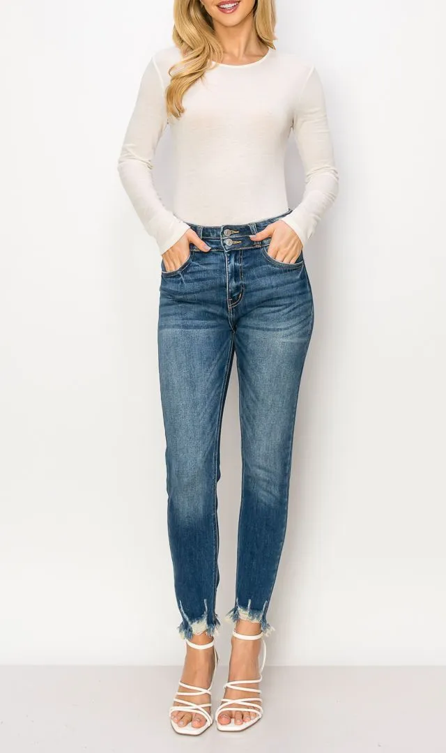 High Rise Skinny Cropped Denim Jeans
