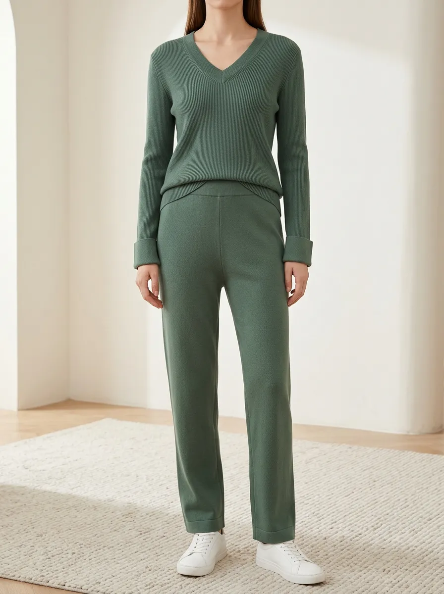 Laid Back Matching Knit Top and Matching Bottom Knitwear Set