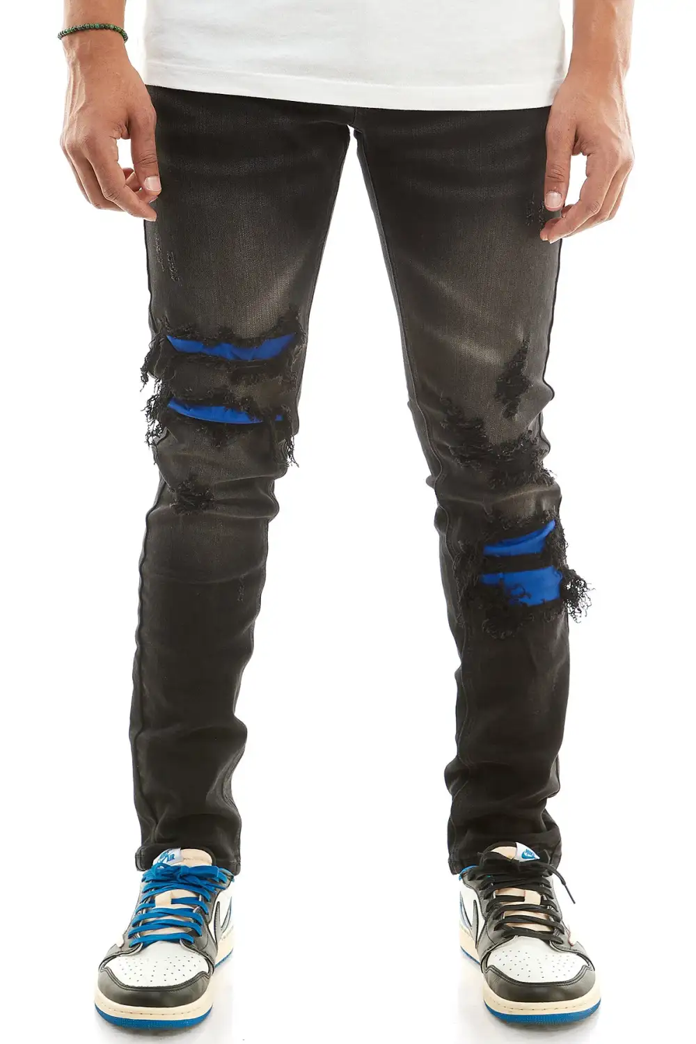 Men's Everyday Skinny Distressed Patchwork Jeans