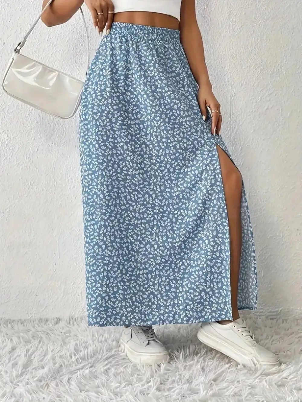 Wearable Printed Slit Detail Skirt