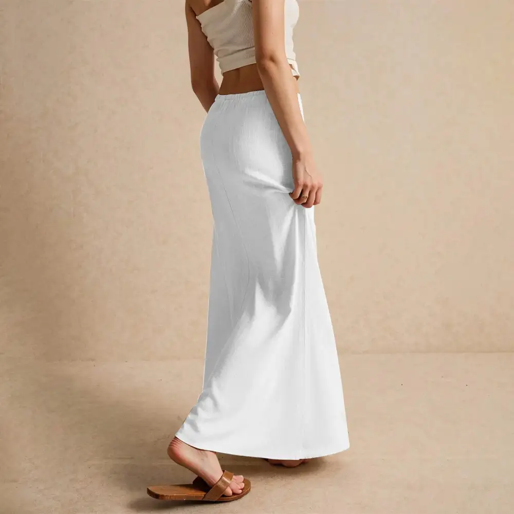 Satin A-Line Drawstring Skirt