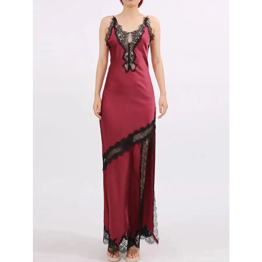 Slit Lace Detail Maxi Cami Dress