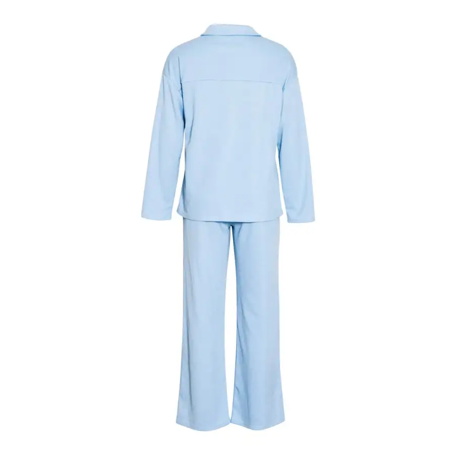 Collared Neck Long Sleeve Top and Drawstring Pants Set