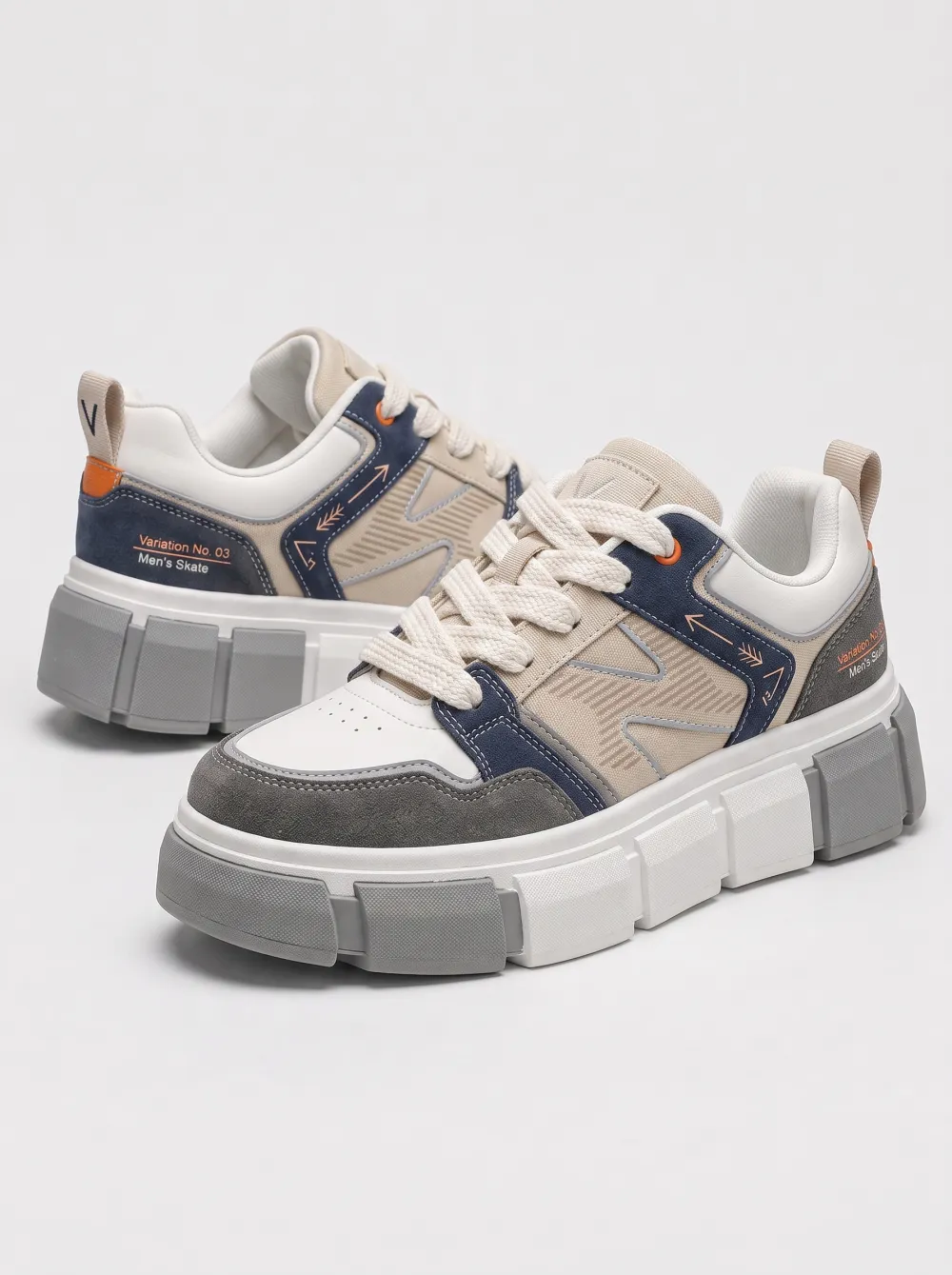 Men's Urban Skate Streetwear Colorblock Printed Sneakers