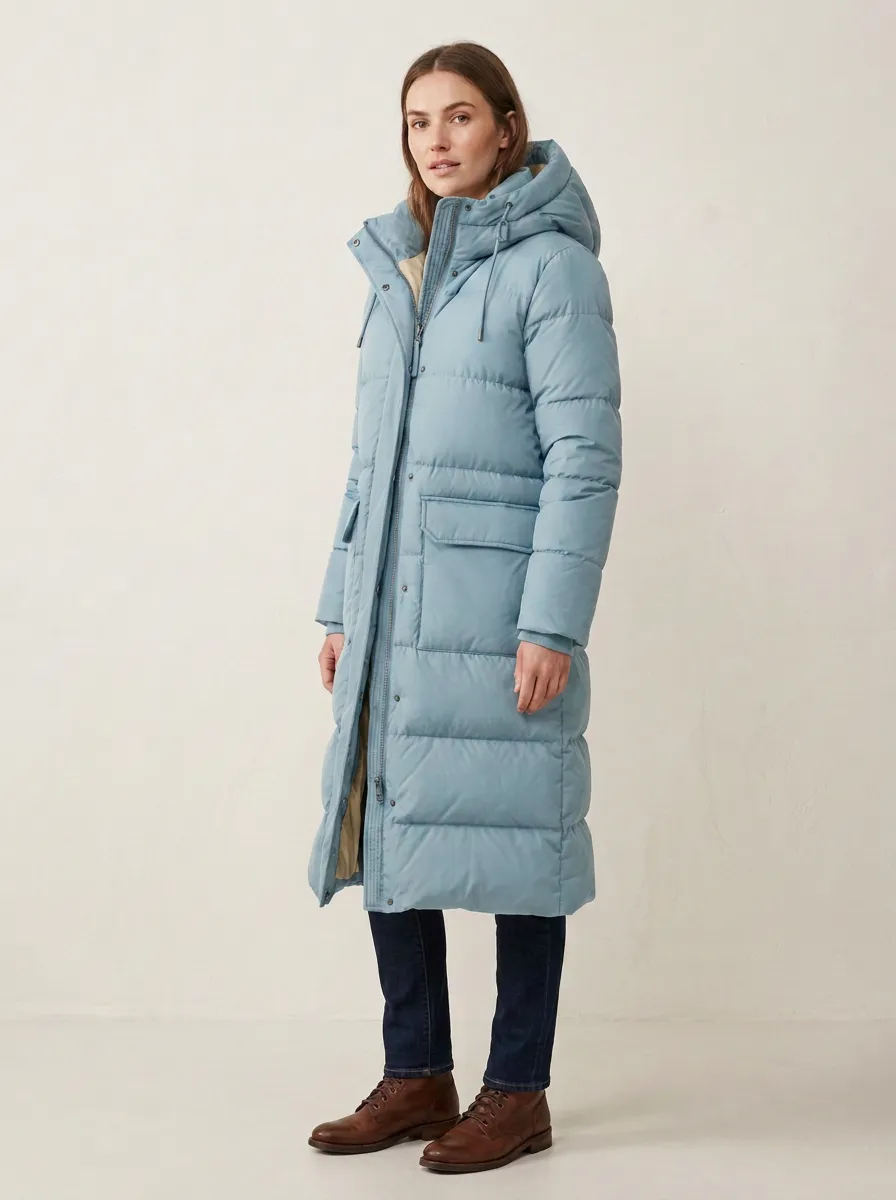 Longline Padded Long Hooded Coat