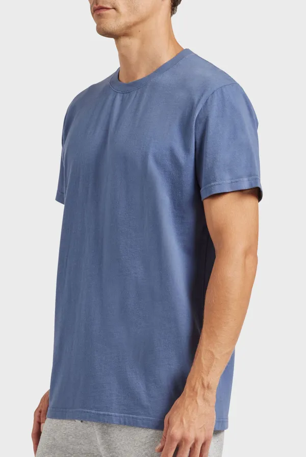 Blue Short Sleeve Crew Neck Basic Tee
