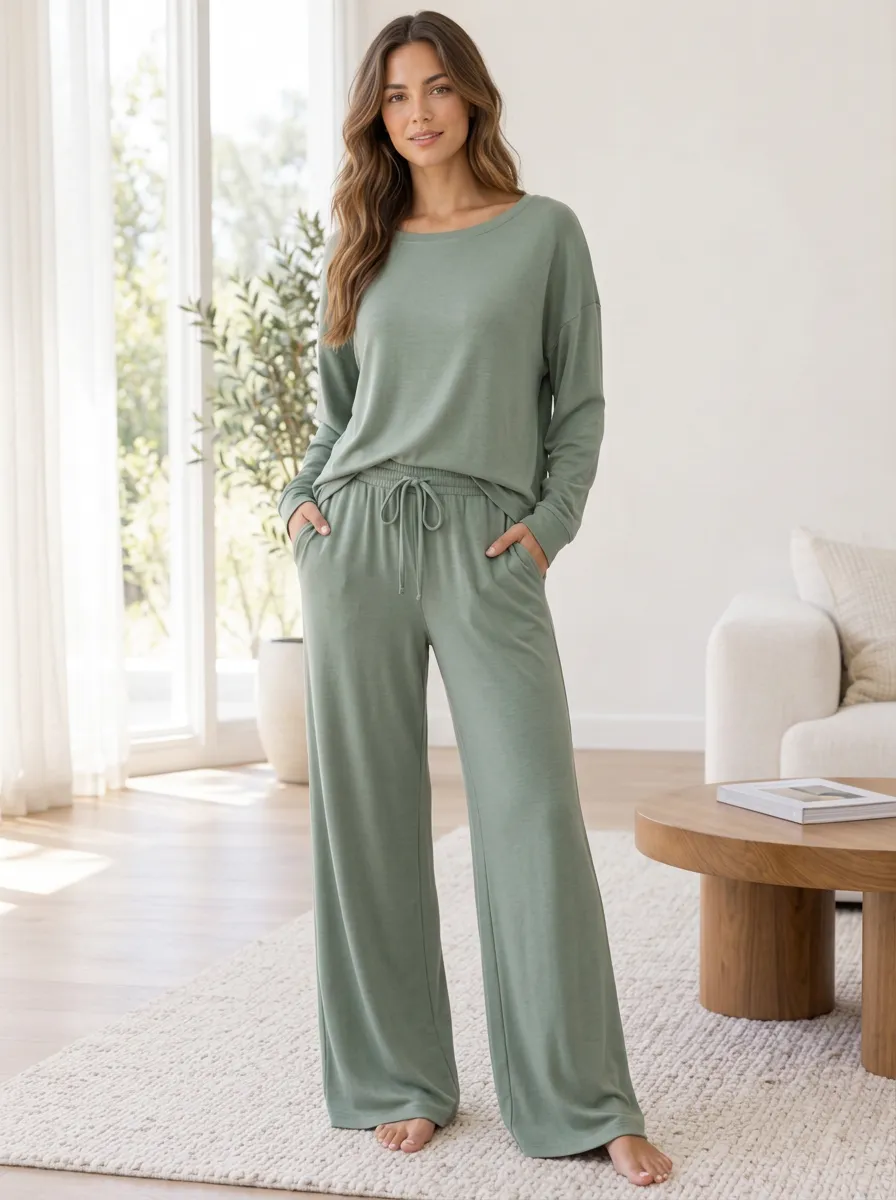 Weekend Ready Women's Wide Leg Loungewear Set