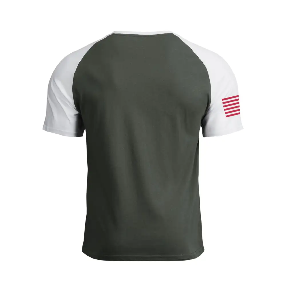 DISTRESSED USA FLAG 100% COTTON RAGLAN GRAPHIC TEE