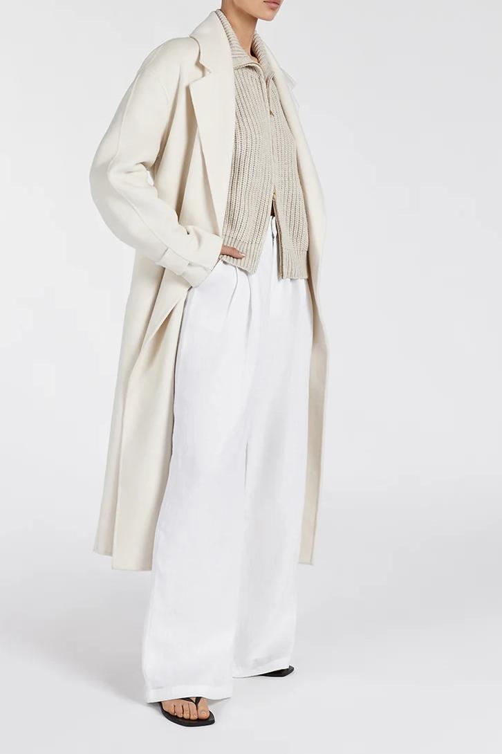 CREAM WOOL WRAP COAT