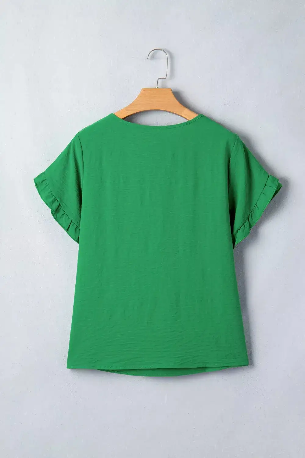 Ruffle Trim Short Sleeve Blouse