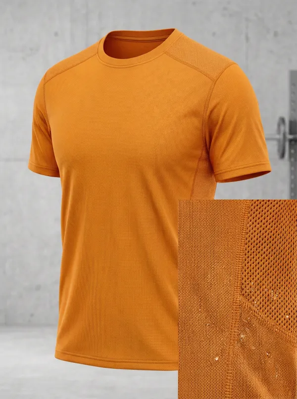 Men's Athletic Gym Training Mesh Breathable Printed T-Shirt