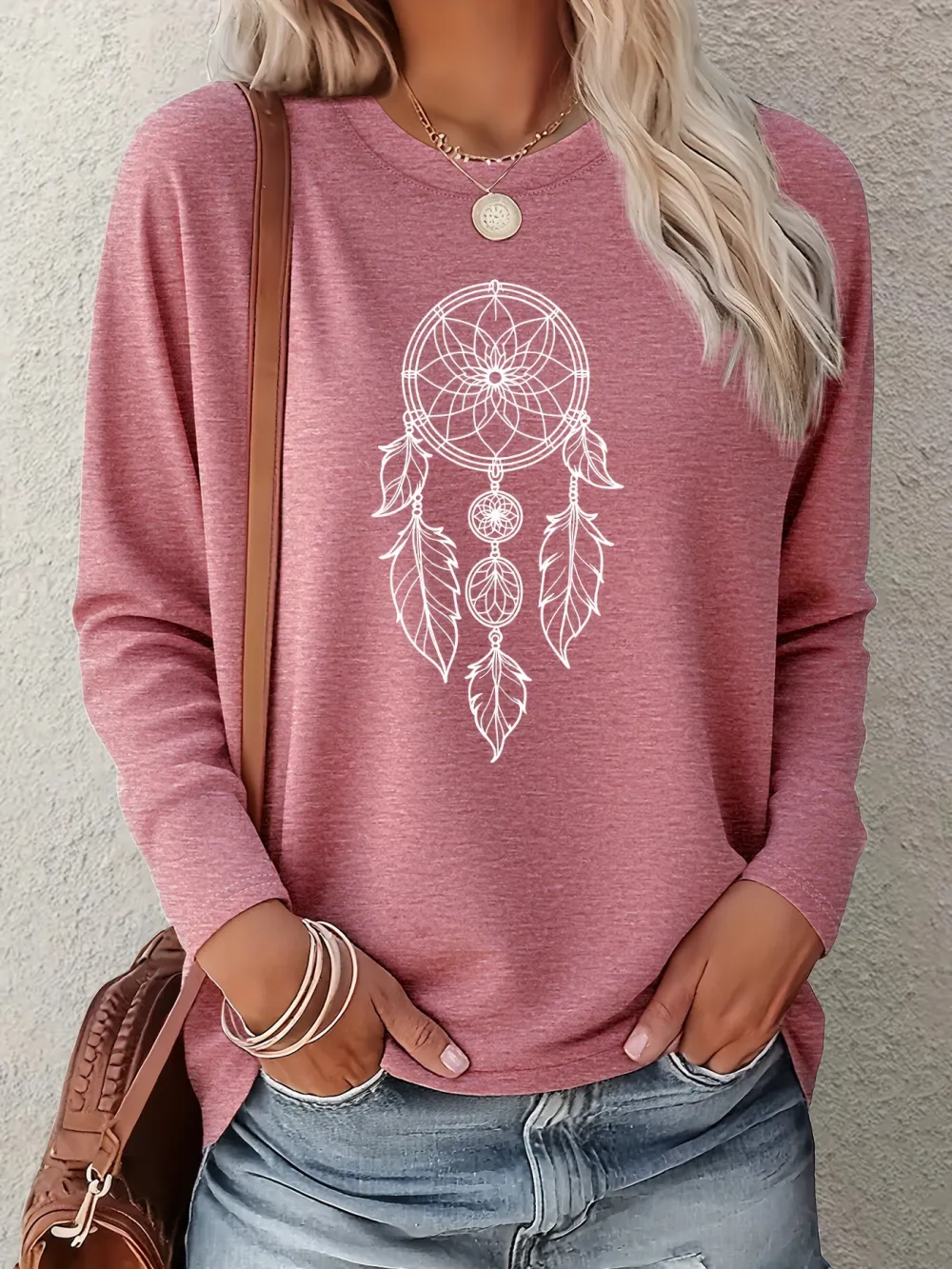 Layered Dreamcatcher Print Long Sleeve T-shirt
