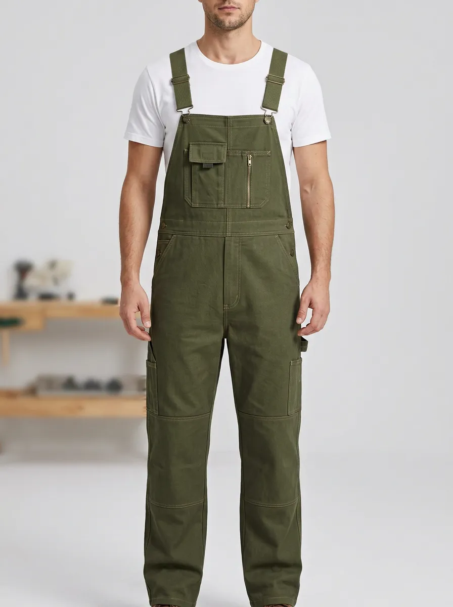Men's Training Inspired Multi-Pocket Bib Work Overalls