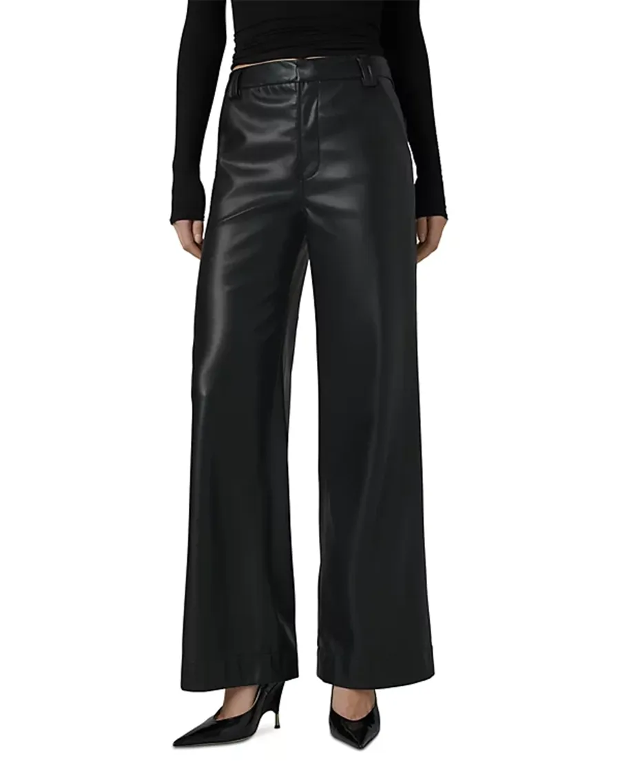 Faux Leather Wide Leg Pants