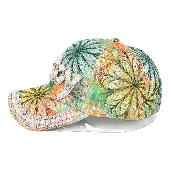 Women'S Colorful Rhinestone Print Floral Baseball Cap 64634191C