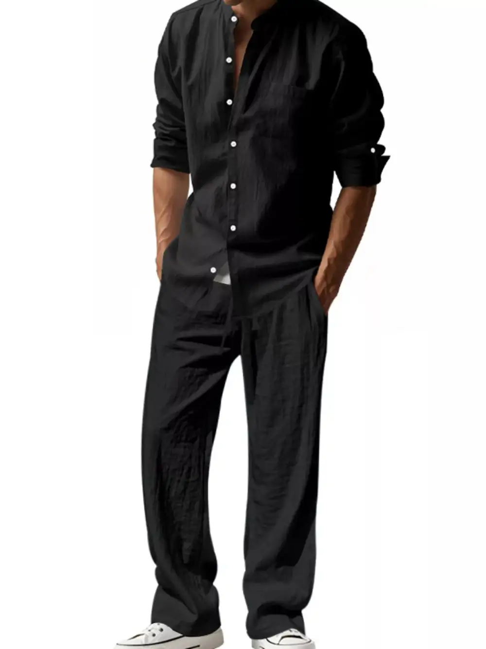 Refined Men's Full Size Casual Button Up Shirt