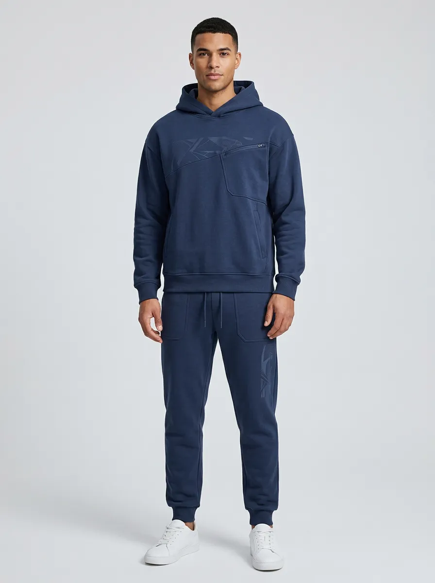 Men's Sporty Casual Geometric Pattern Printed Hoodie Jogger Set