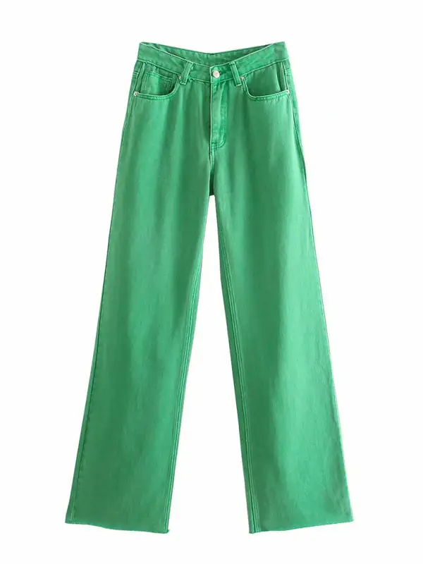 High-Waist Relaxed Pocketed Wide Straight Jeans