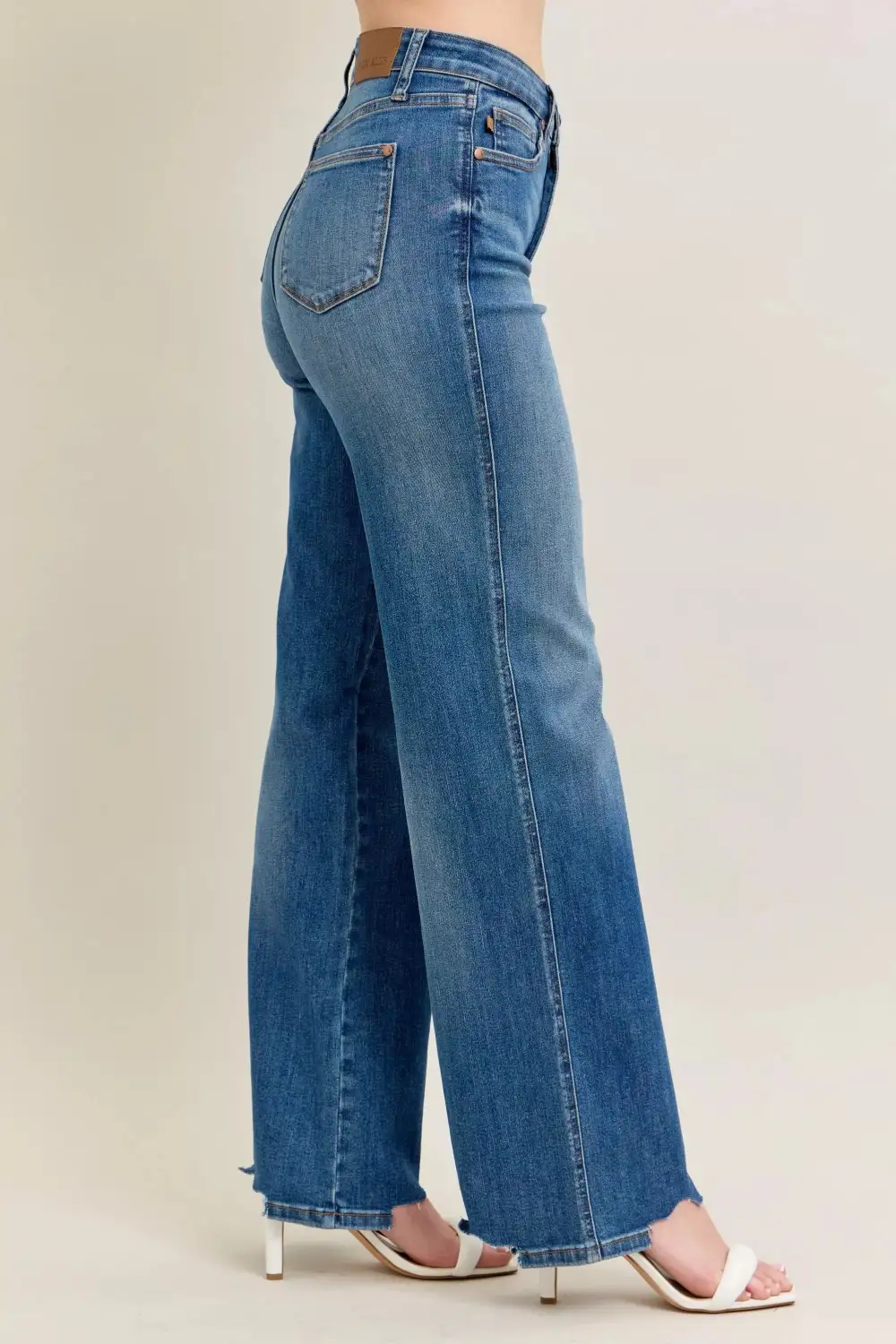 Everyday High Rise Distressed Wide Leg Jeans