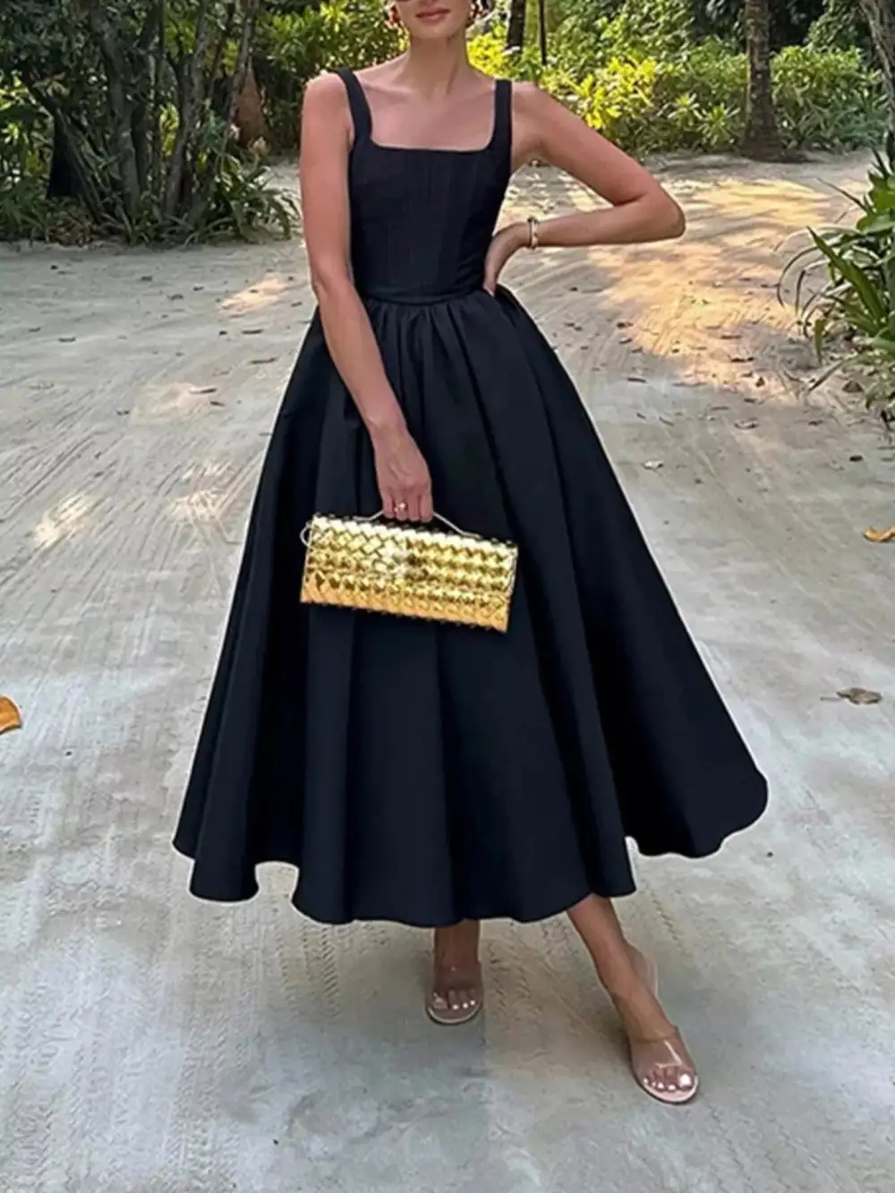 Square Neck Midi Dress