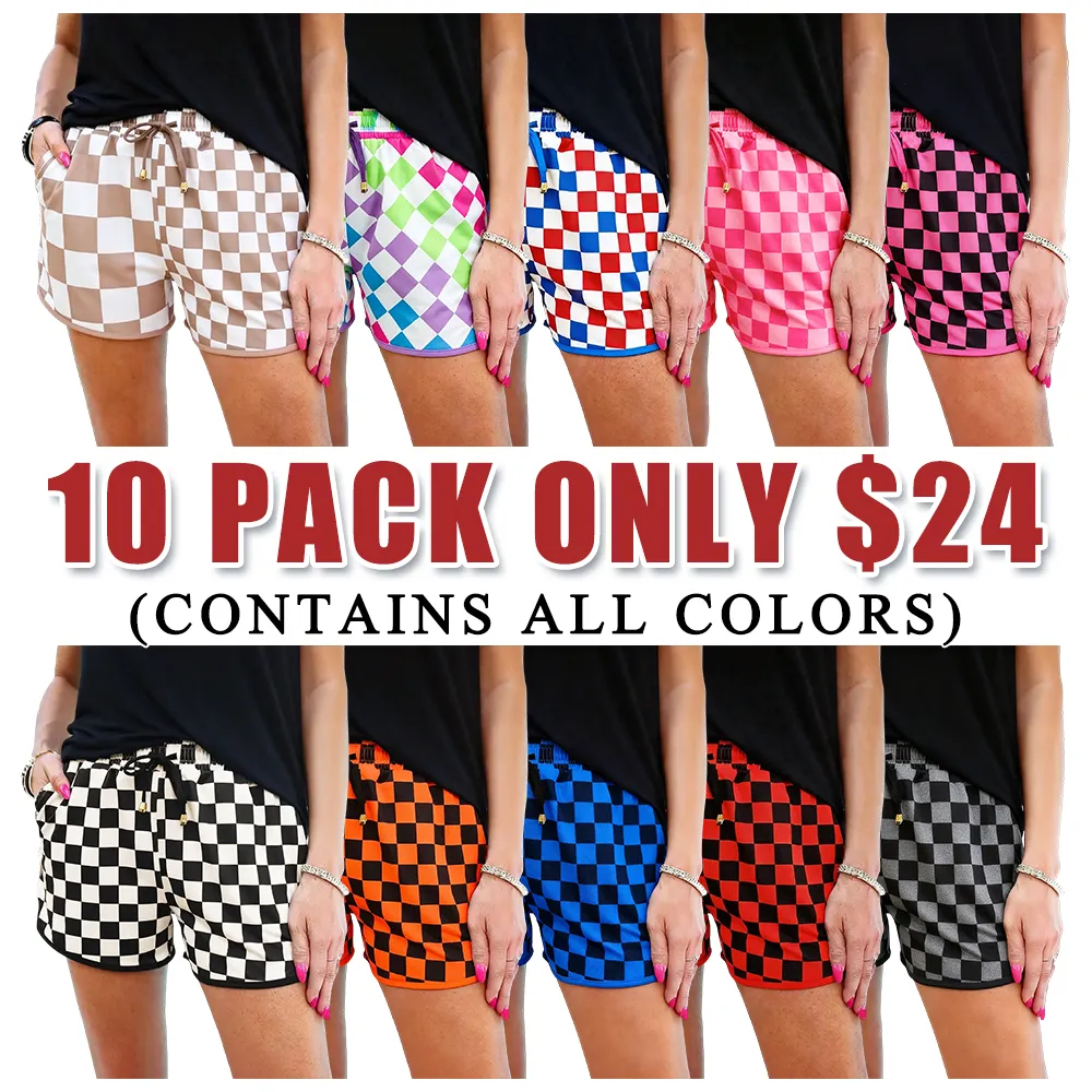 Women's Plaid Drawstring Elastic Waist Casual Shorts