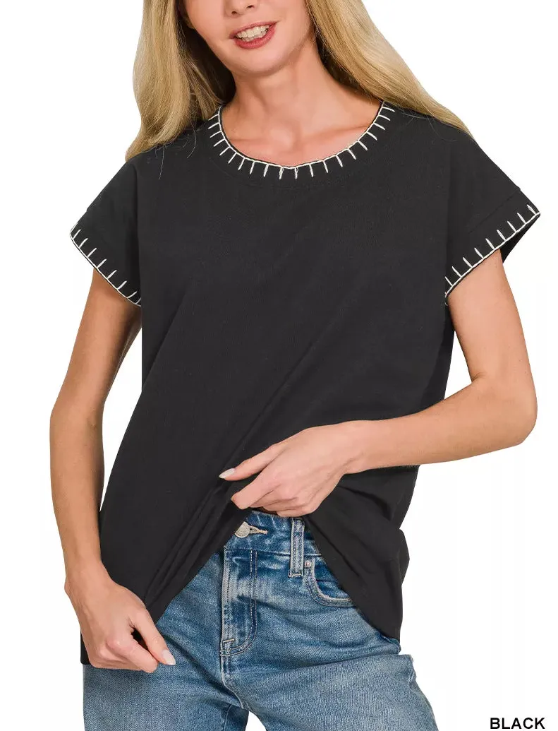 Stitch Detailed Oversized Top
