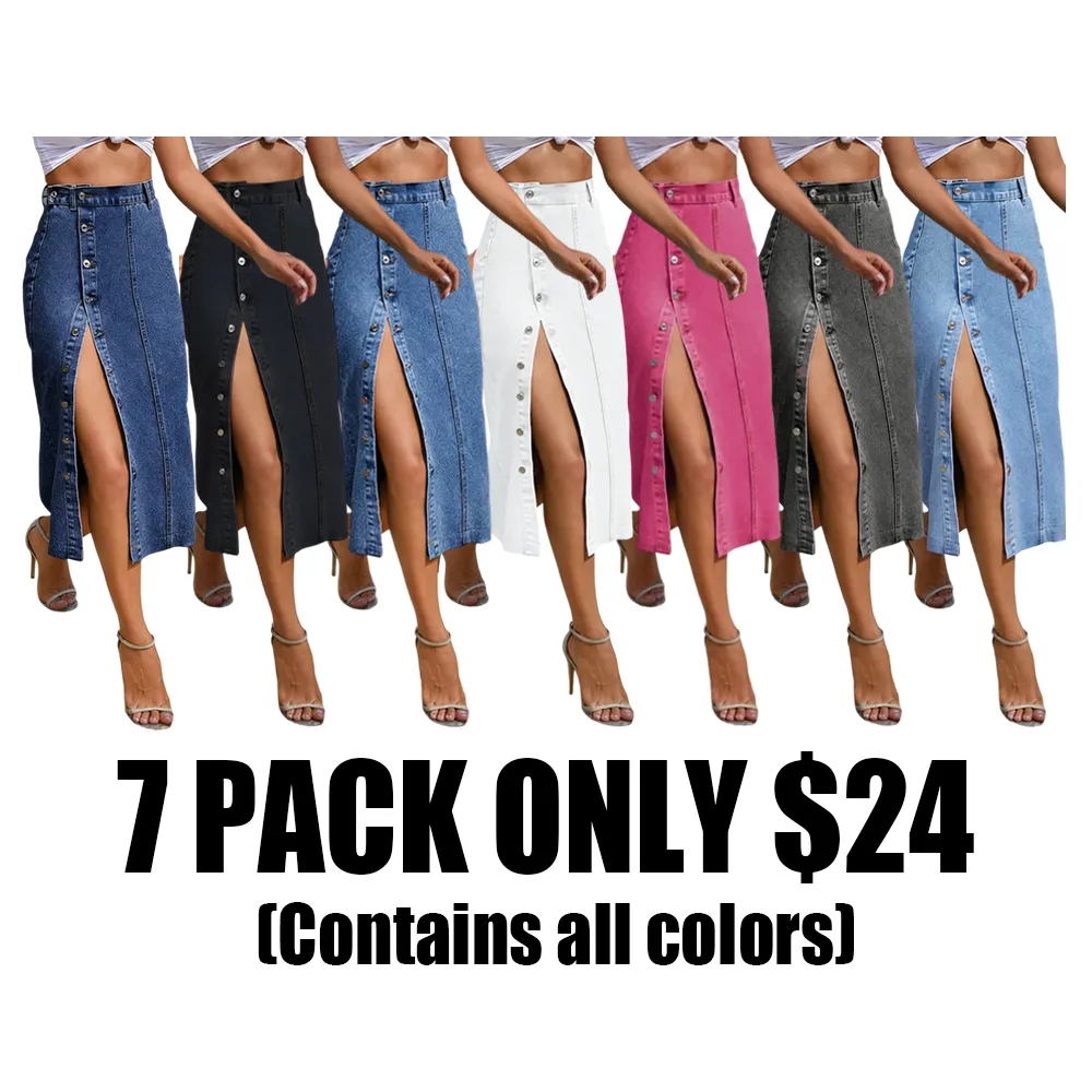 Women'S Button Front Denim Skirt, Casual Fashion Skirt For Daily Wear