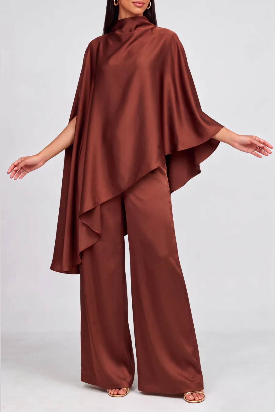 High Neck Asymmetrical Matching Pants Set