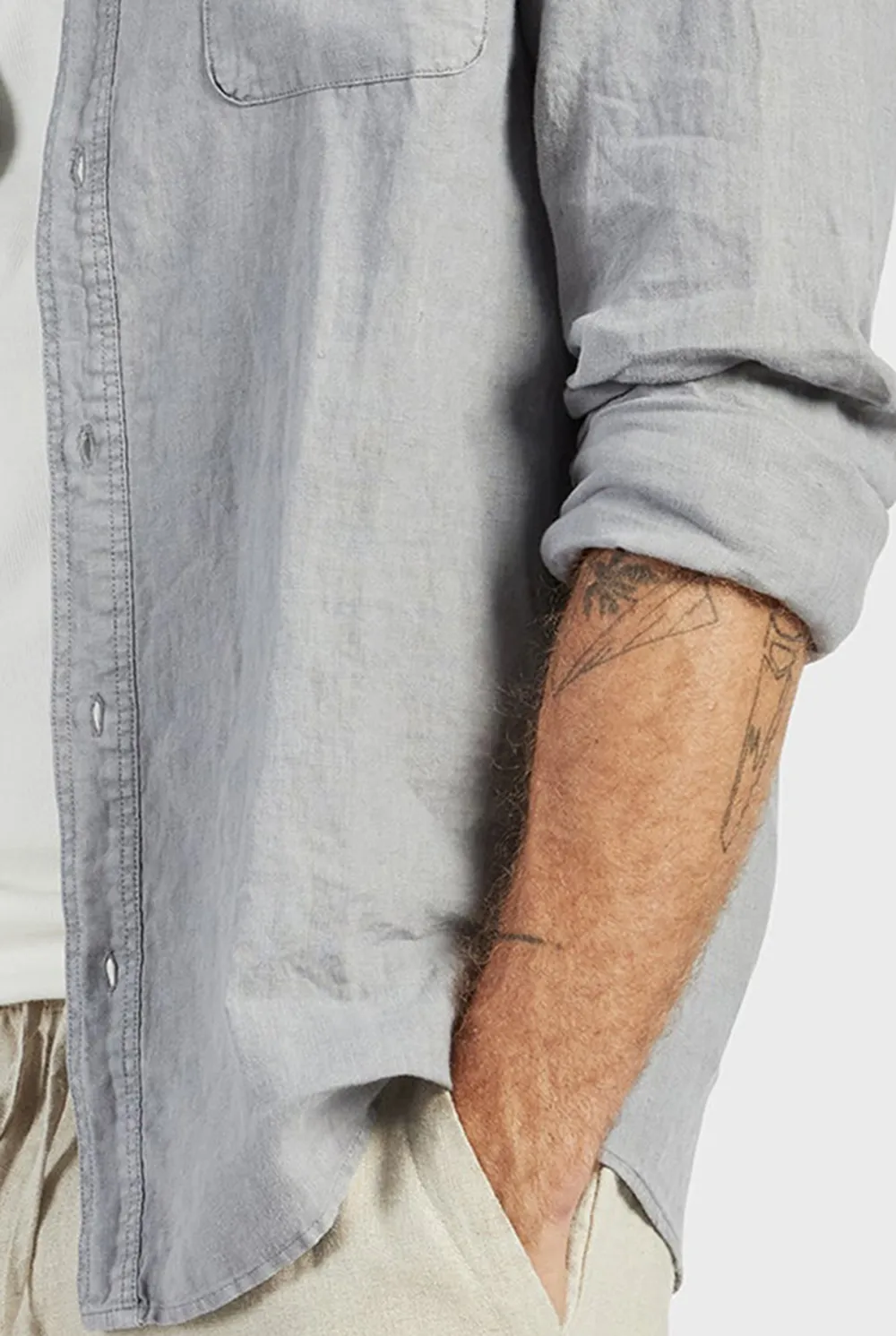 Hampton Linen Shirt-Ash grey