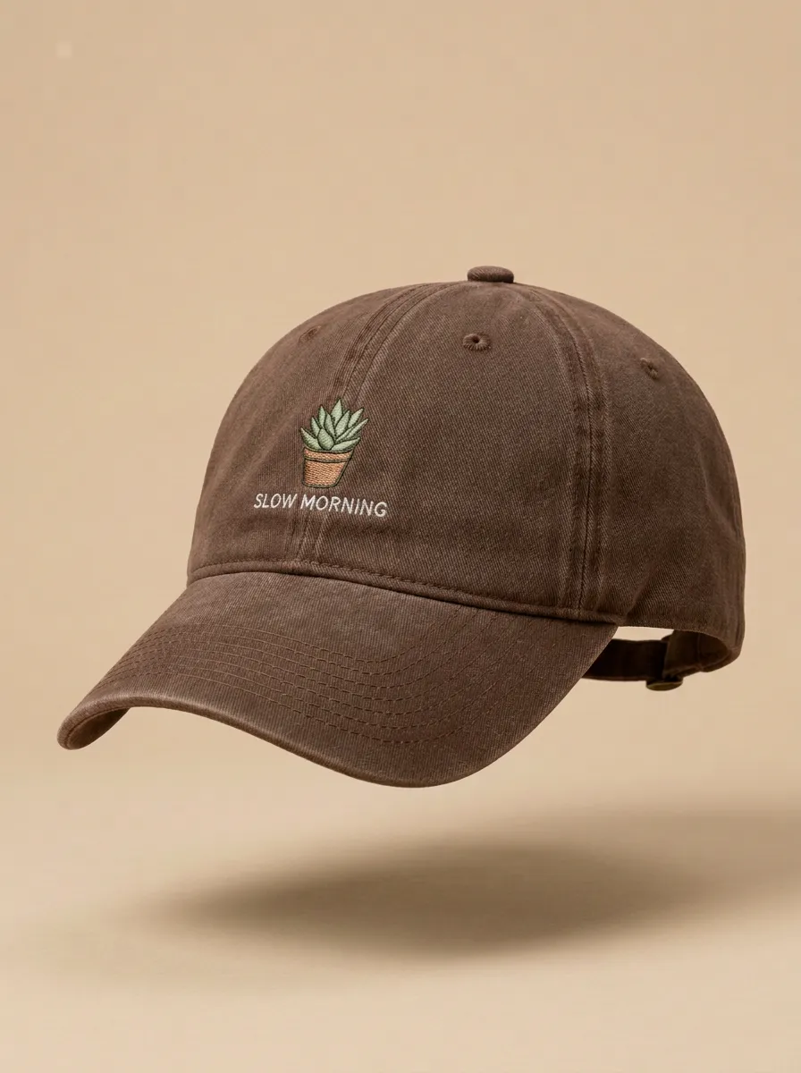 Modern Plant-Lover Slow-Morning Succulent Embroidered Unisex Baseball Cap