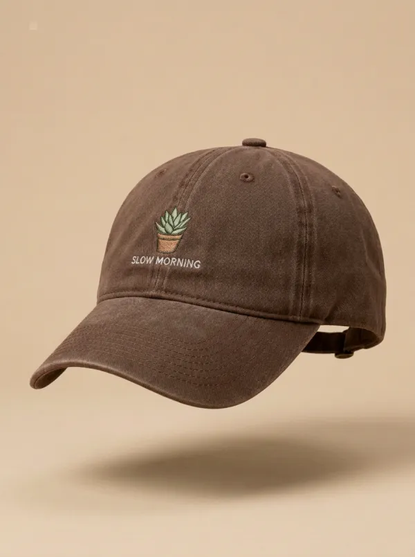 Modern Plant-Lover Slow-Morning Succulent Embroidered Unisex Baseball Cap