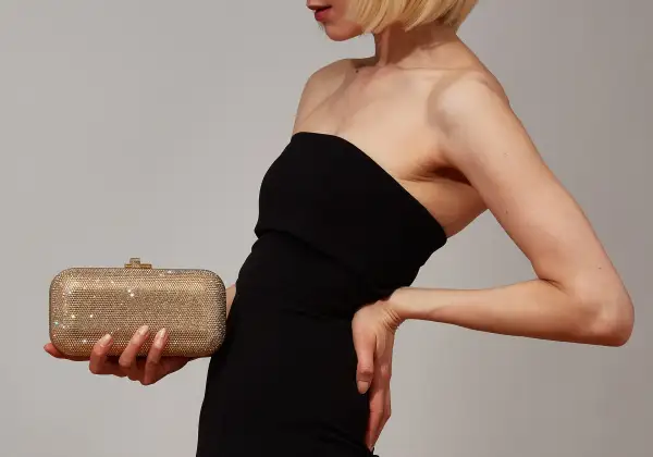 Curved Long Slide Embellished Clutch