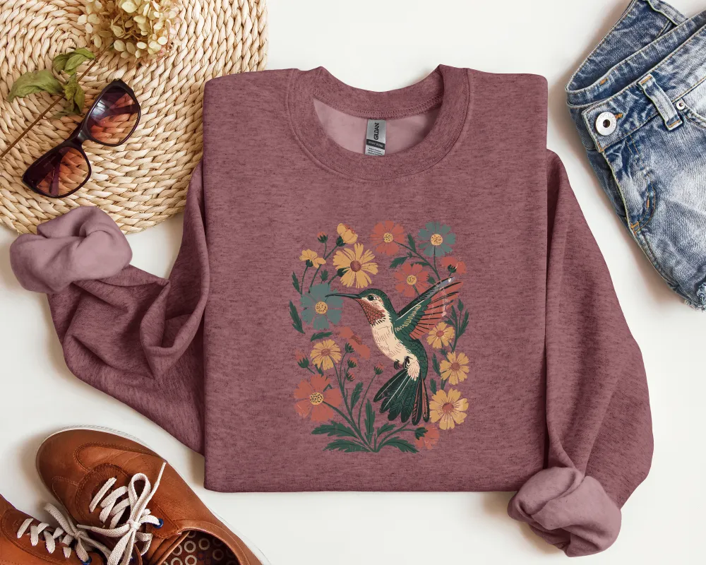 Hummingbird Graphic Crewneck Sweatshirt