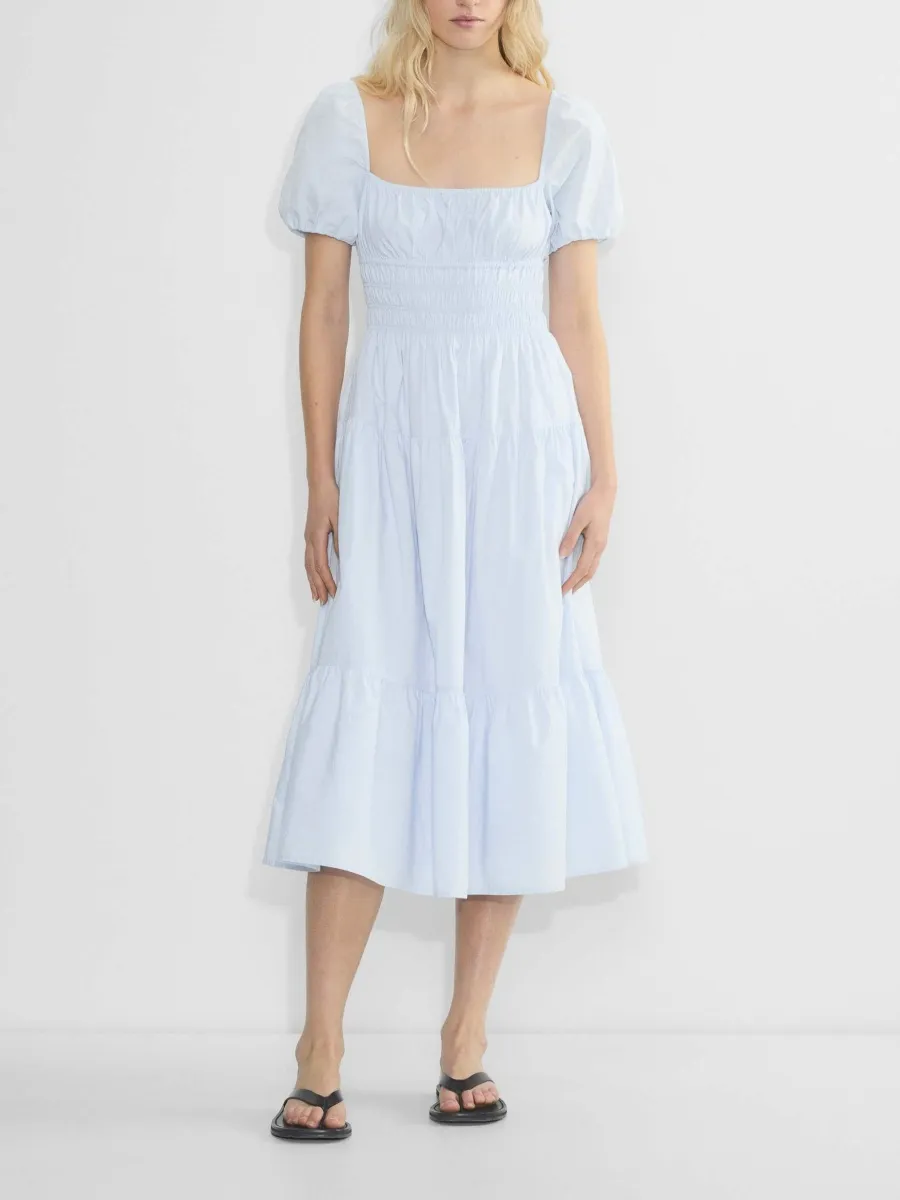 Smocked Square Neck Dress