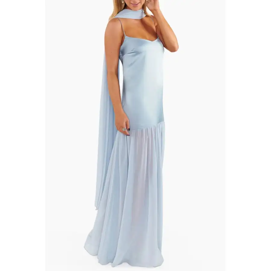 Adjustable Strap Maxi Cami Dress with Scarf