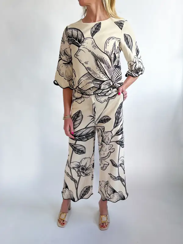 Floral Cropped Wide Leg Pants