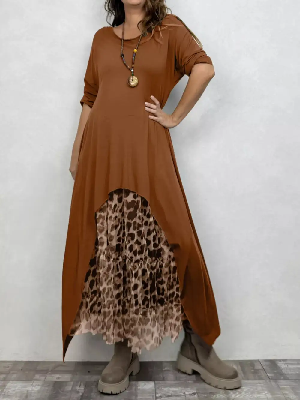 Wearable Cut Animal Print Midi Dress