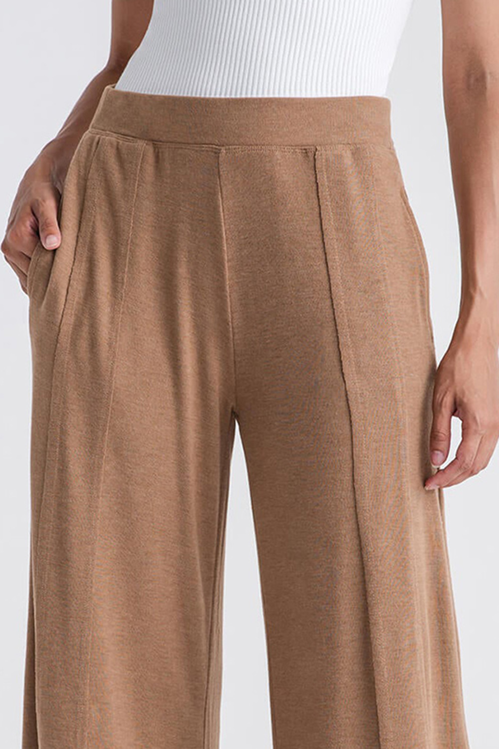 Wideleg Jersey Pants - Mocha