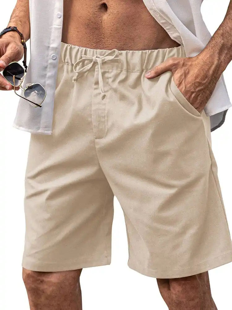Classic Elastic Waist Linen Shorts