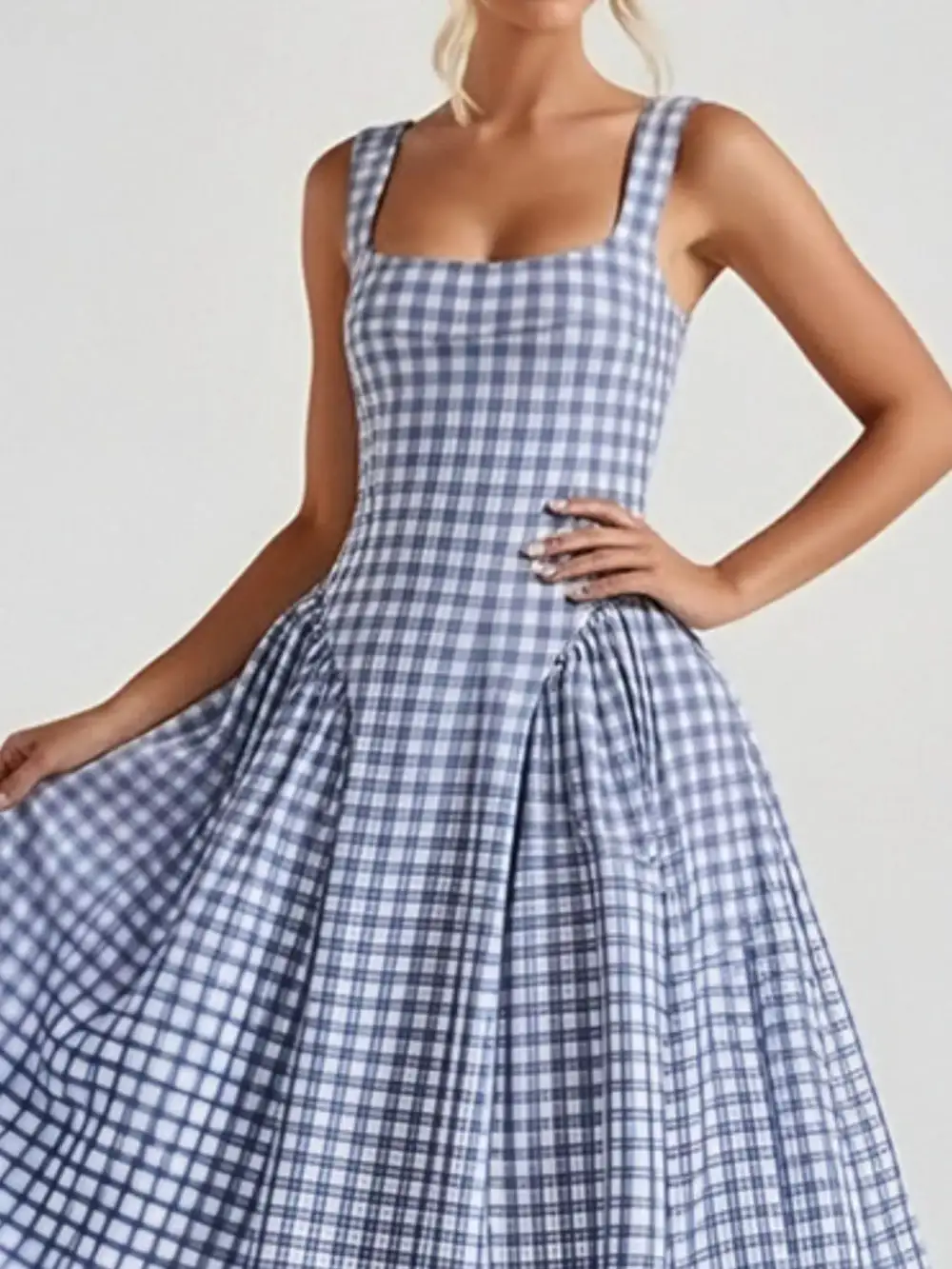 Full Size Square Neckline Midi Dress Plus Size