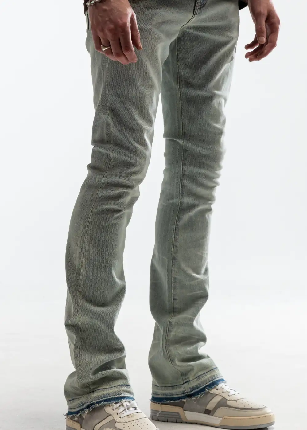 Raw Hem Stacked Skinny Jeans