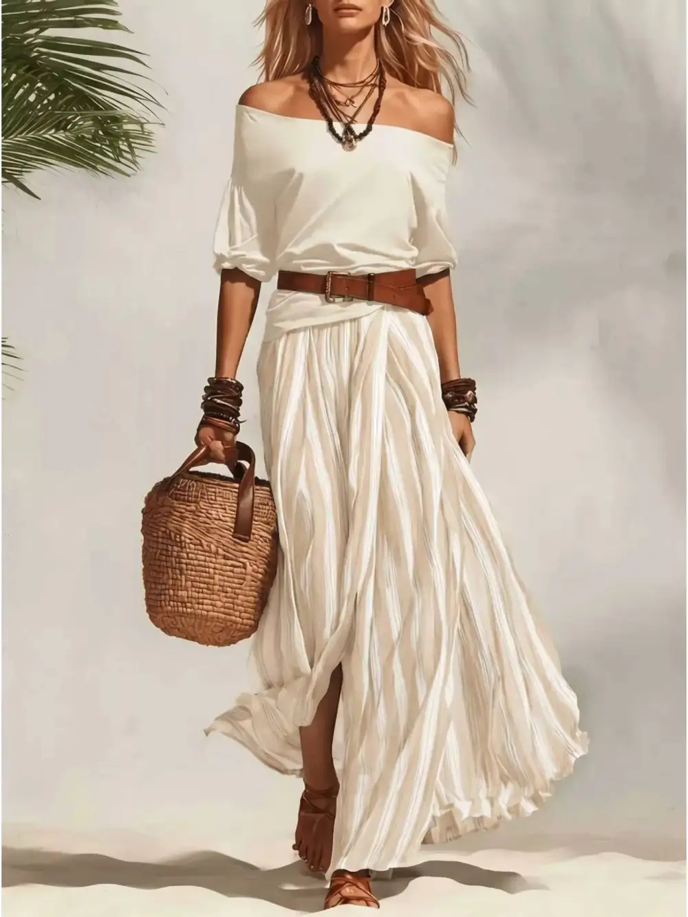 Off Shoulder Top and Maxi Skirt Set