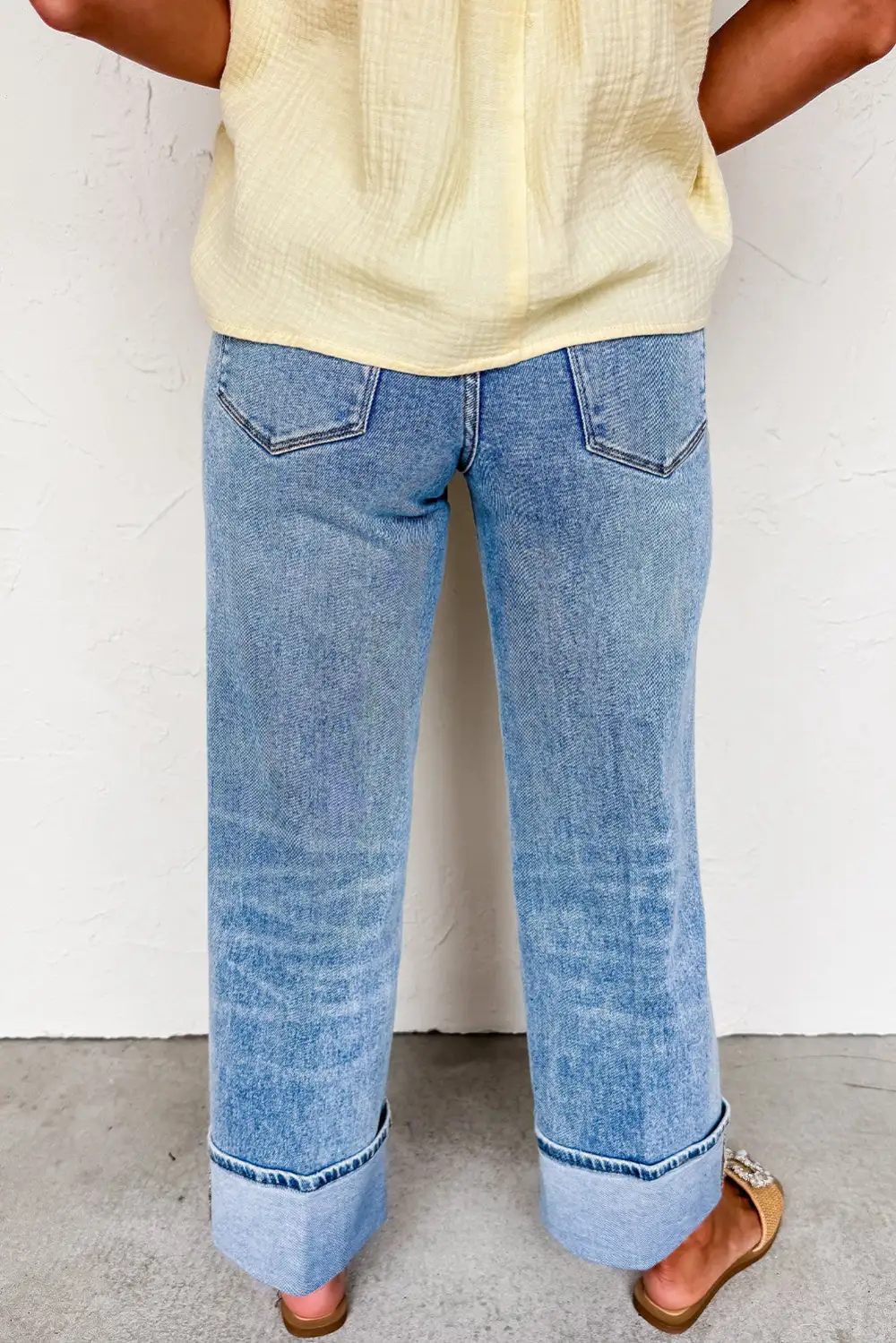 Denim Hem High Neck High Waist Jeans