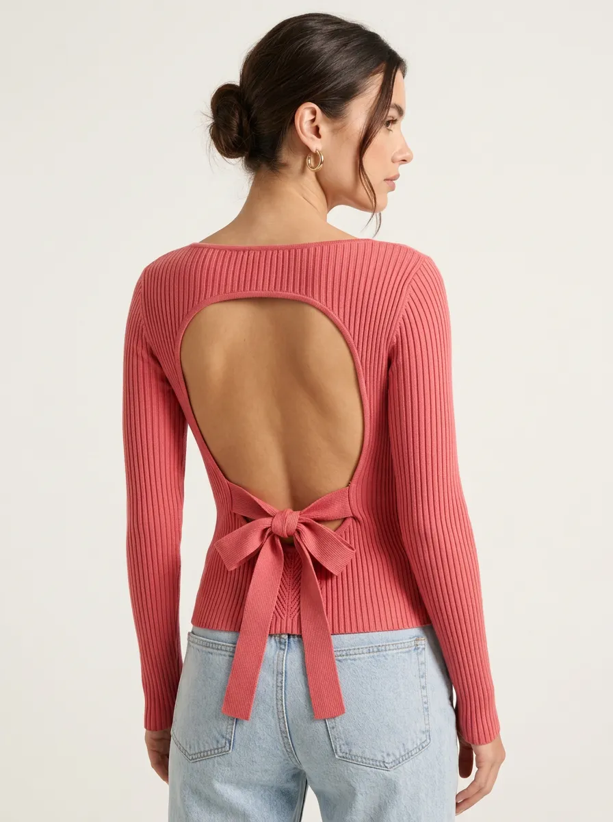 Women's Contoured Ribbed Open Back Camisole