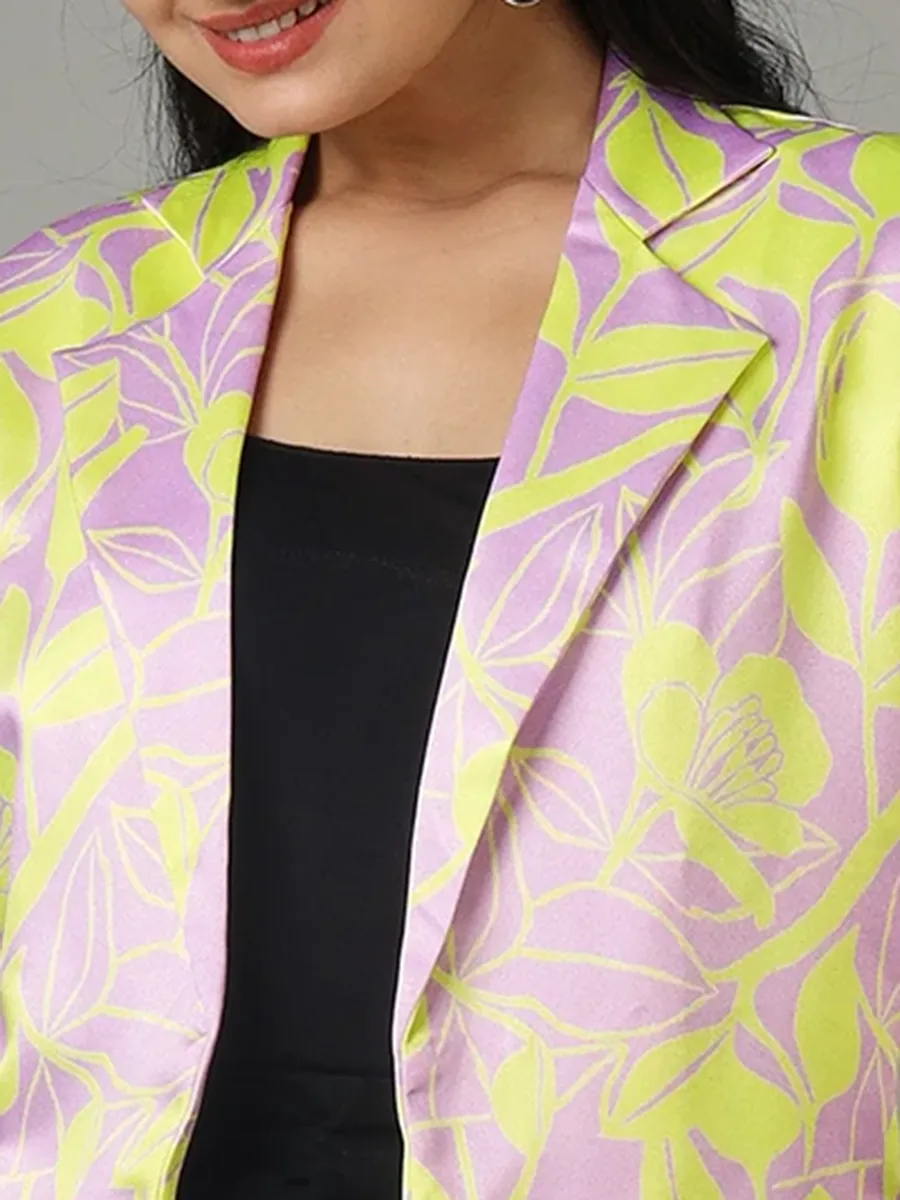 Modern Style Women's Jacket With Vibrant Colors And Splashy Flowers