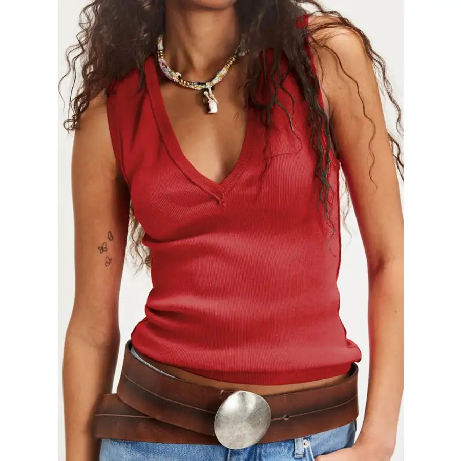 V Neck Wide Strap Tank